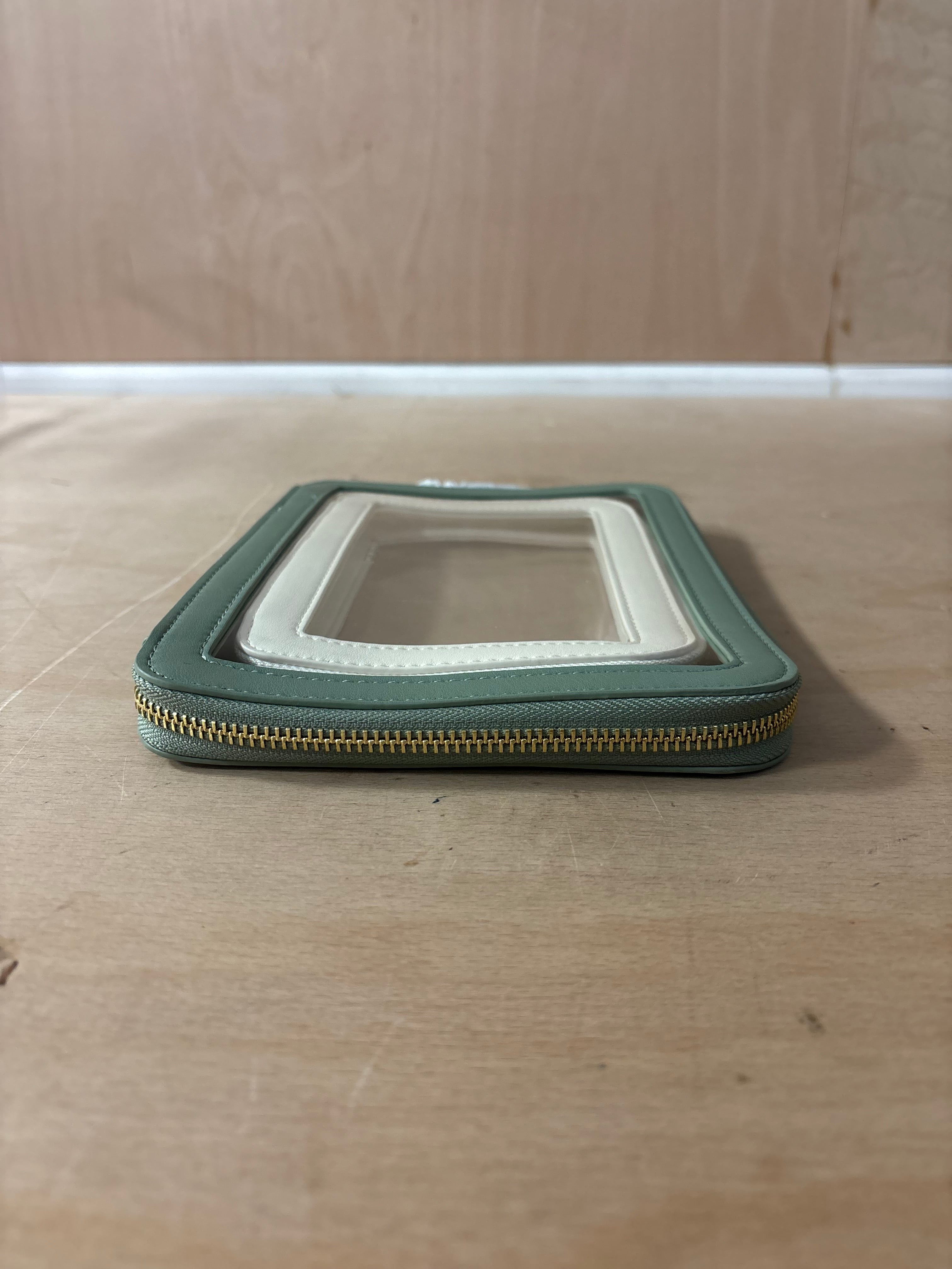 Stackers green and cream clear pouch set