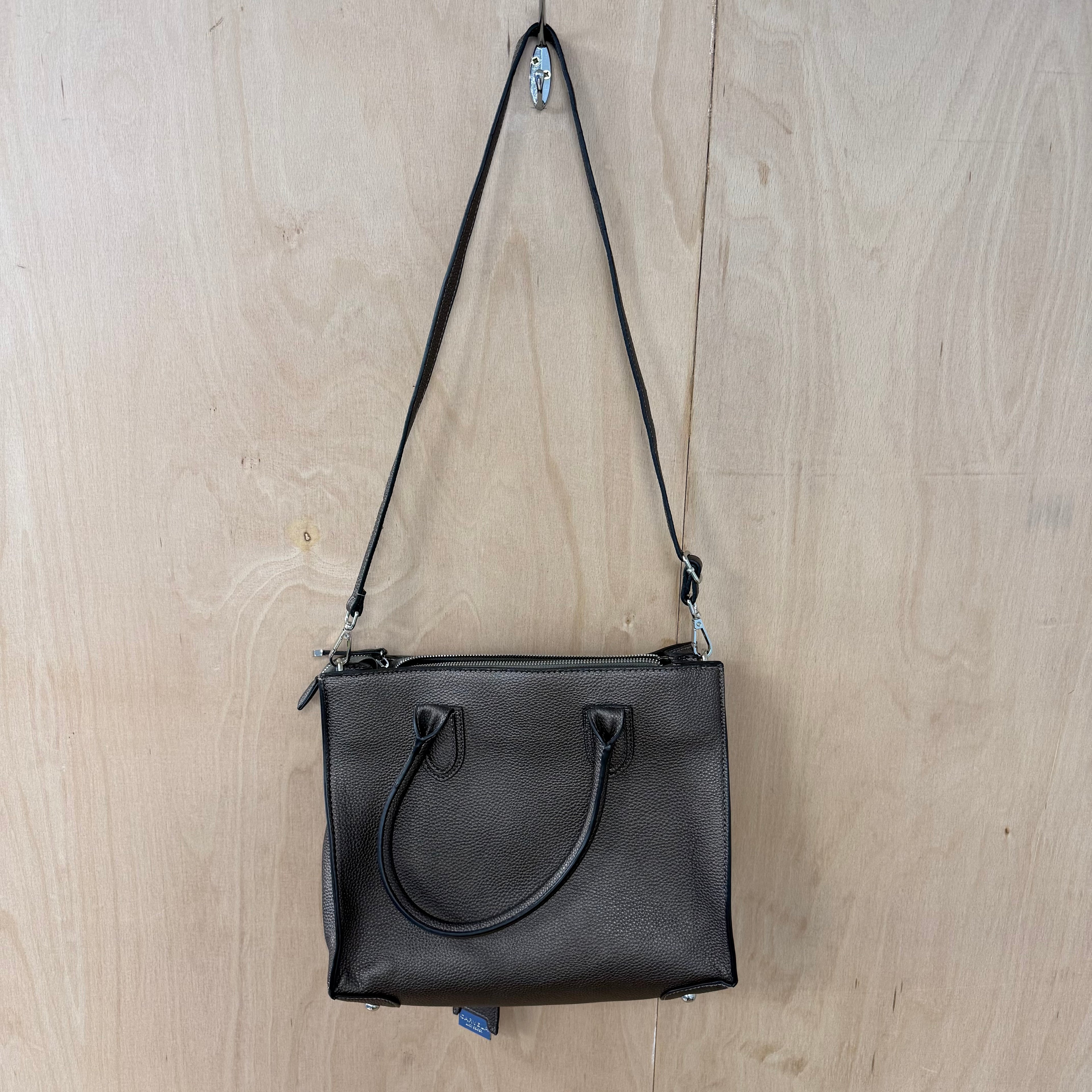 Carvela dark glitter faux leather handbag tote shoulder bag