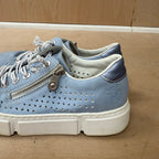 Rieker blue and white zip and lace shoes -size 4