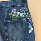 Girls river island denim midi skirt with floral detail size 13-14 years