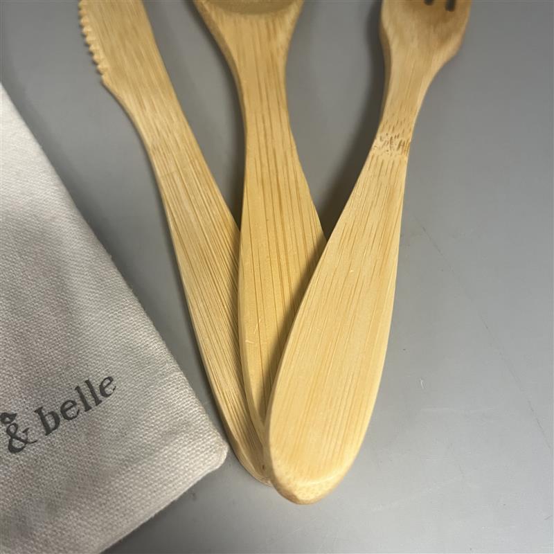 Sass & Belle bamboo cutlery set of 3 knife fork and spoon