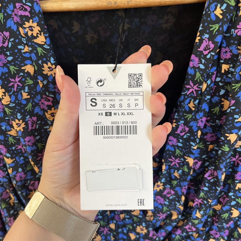 Zara navy floral skater dress