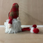Festive dangly legs red & green tartan battery operated gonk