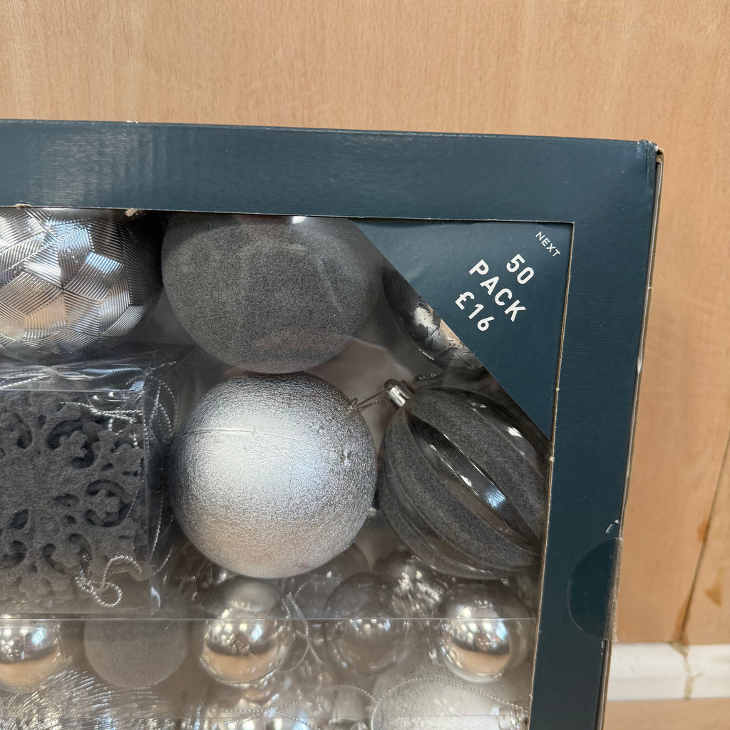 Next grey bauble collection 50 pack