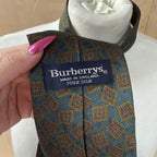 Burberry's men's silk tie blue & multicoloured geometric pattern
