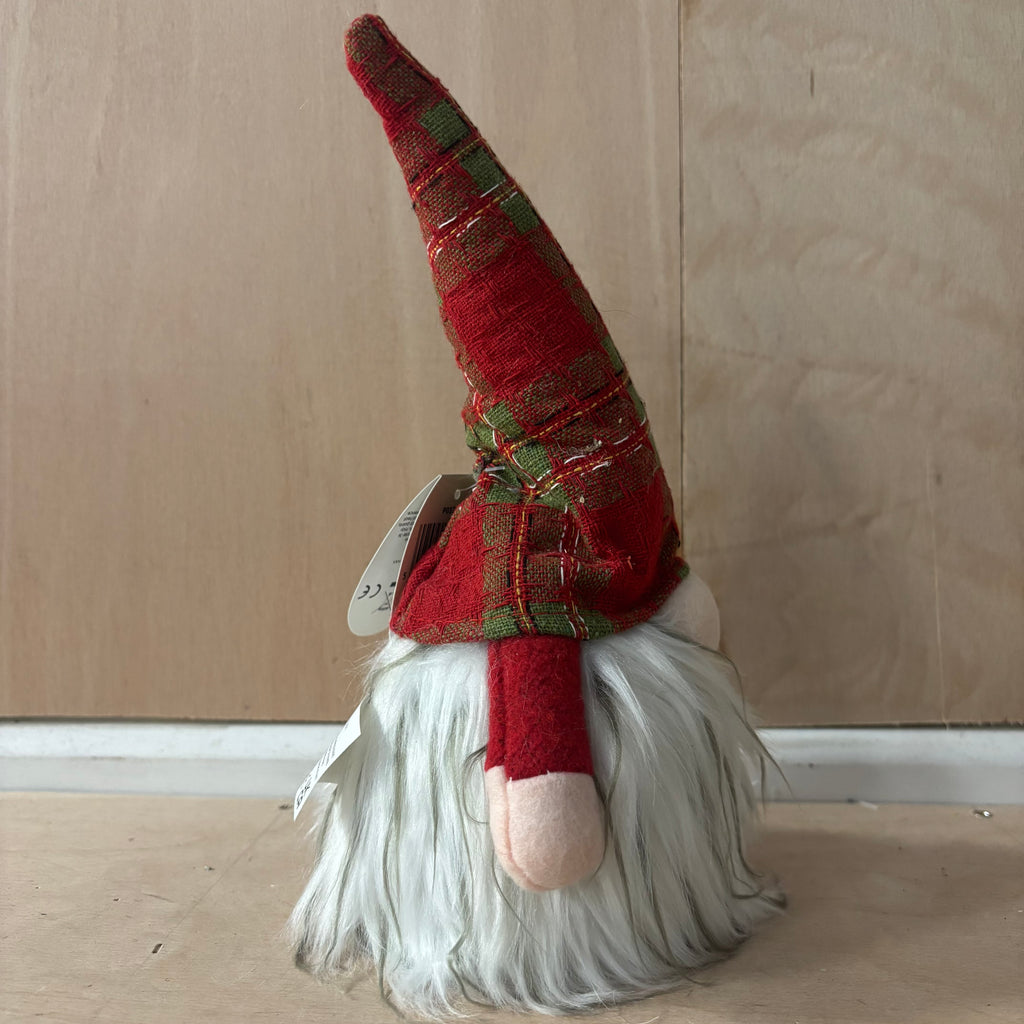 Festive small red & green tartan battery operated gonk