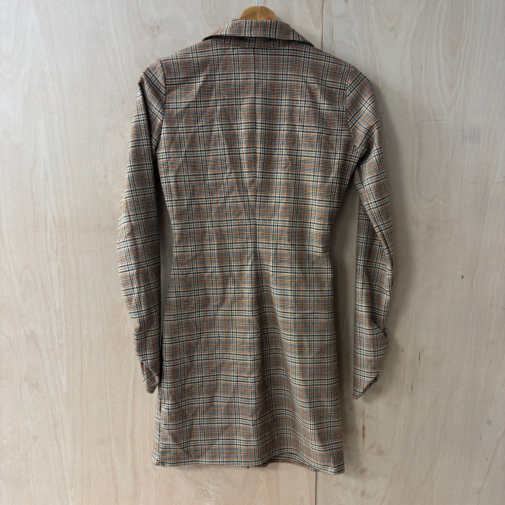 Zara brown plaid collard dress size x small