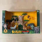 Kids safari play set 9 pieces animals new in box