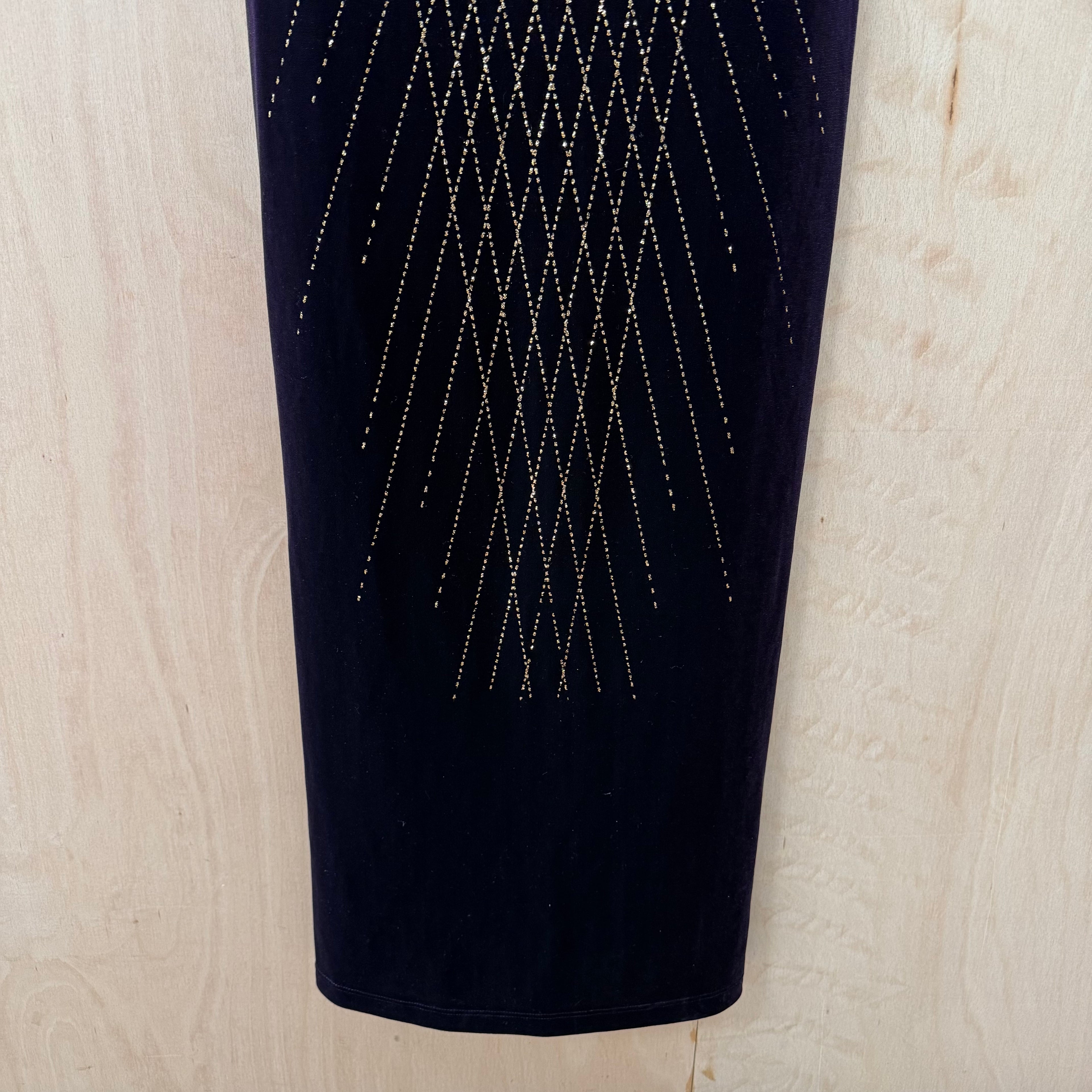 Pia vintage deep purple velvet bodycon dress with gold detailing size small