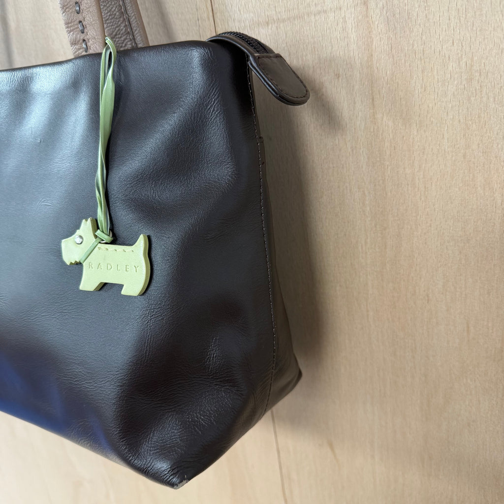 Radley brown leather shoulder bag with floral detail