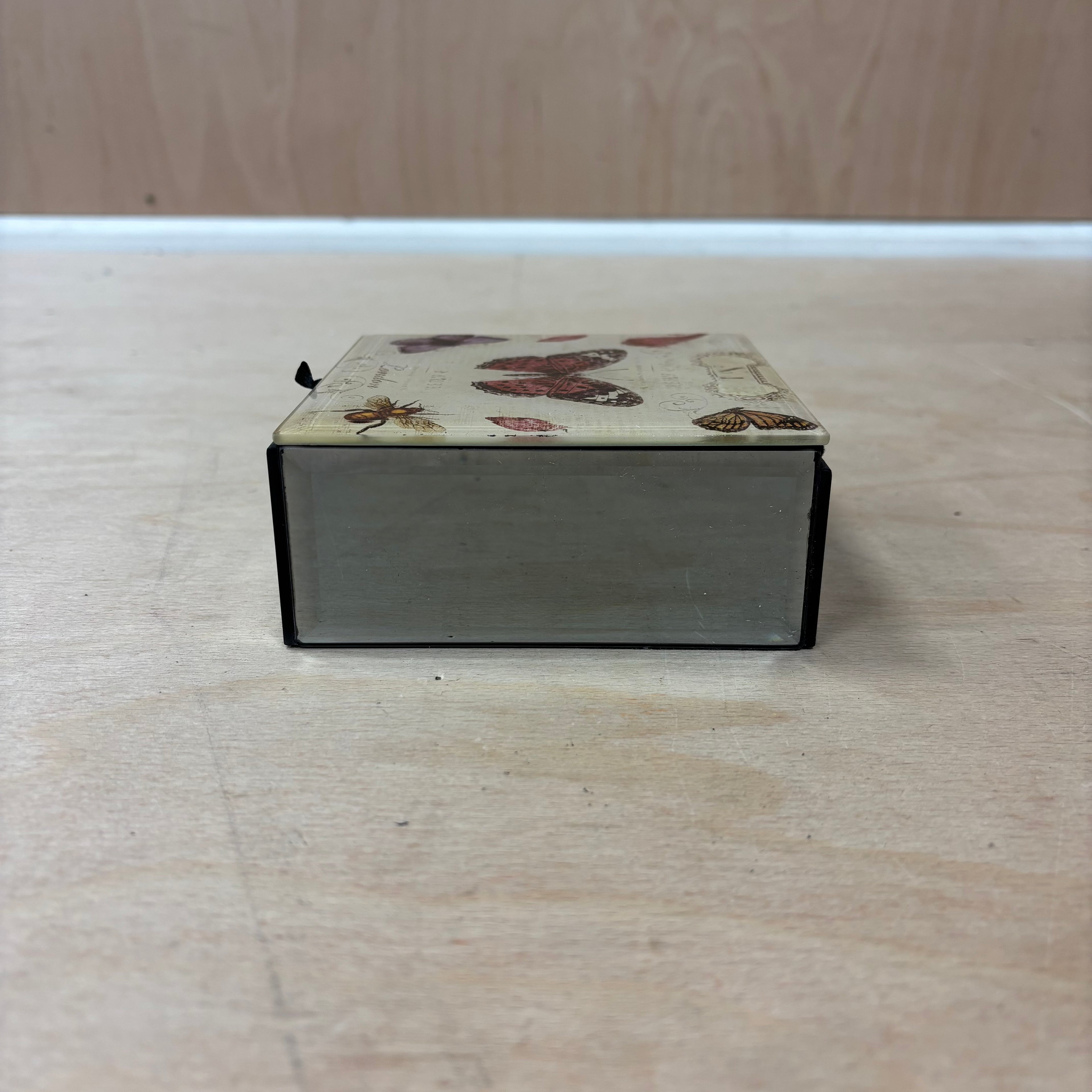 Marks & spencer with love mirror design with butterfly print lid jewellery box new