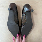 Russell & bromley brown crock embossed leather heels size 5.5 UK