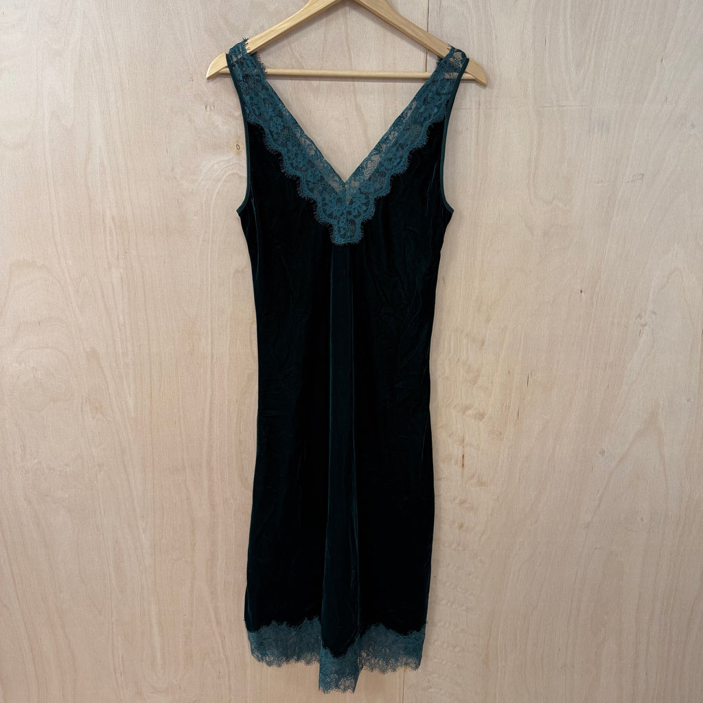 Zara emerald green velvet and lace bodycon dress size small