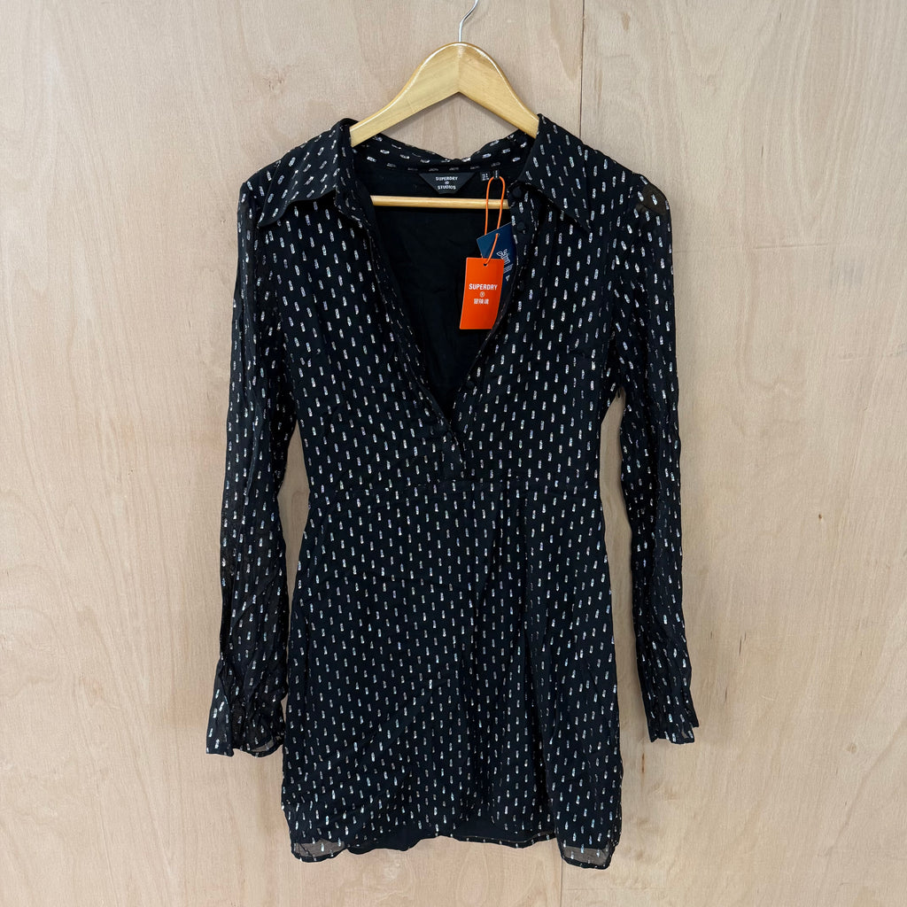 Superdry ladies' silver glitter black dress size XS