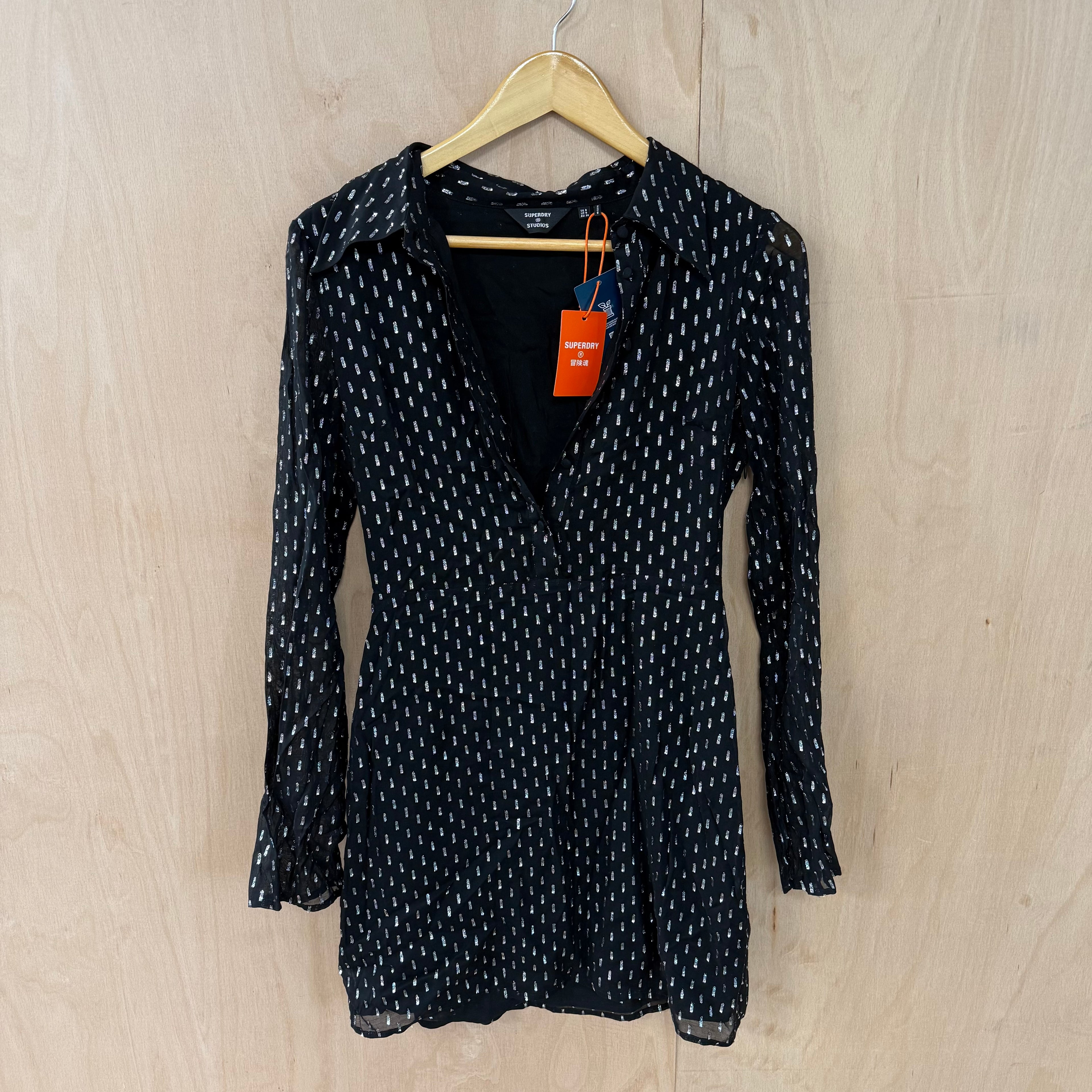 Superdry ladies' silver glitter black dress size XS