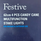Festive 4 piece candy cane multifunction stake lights