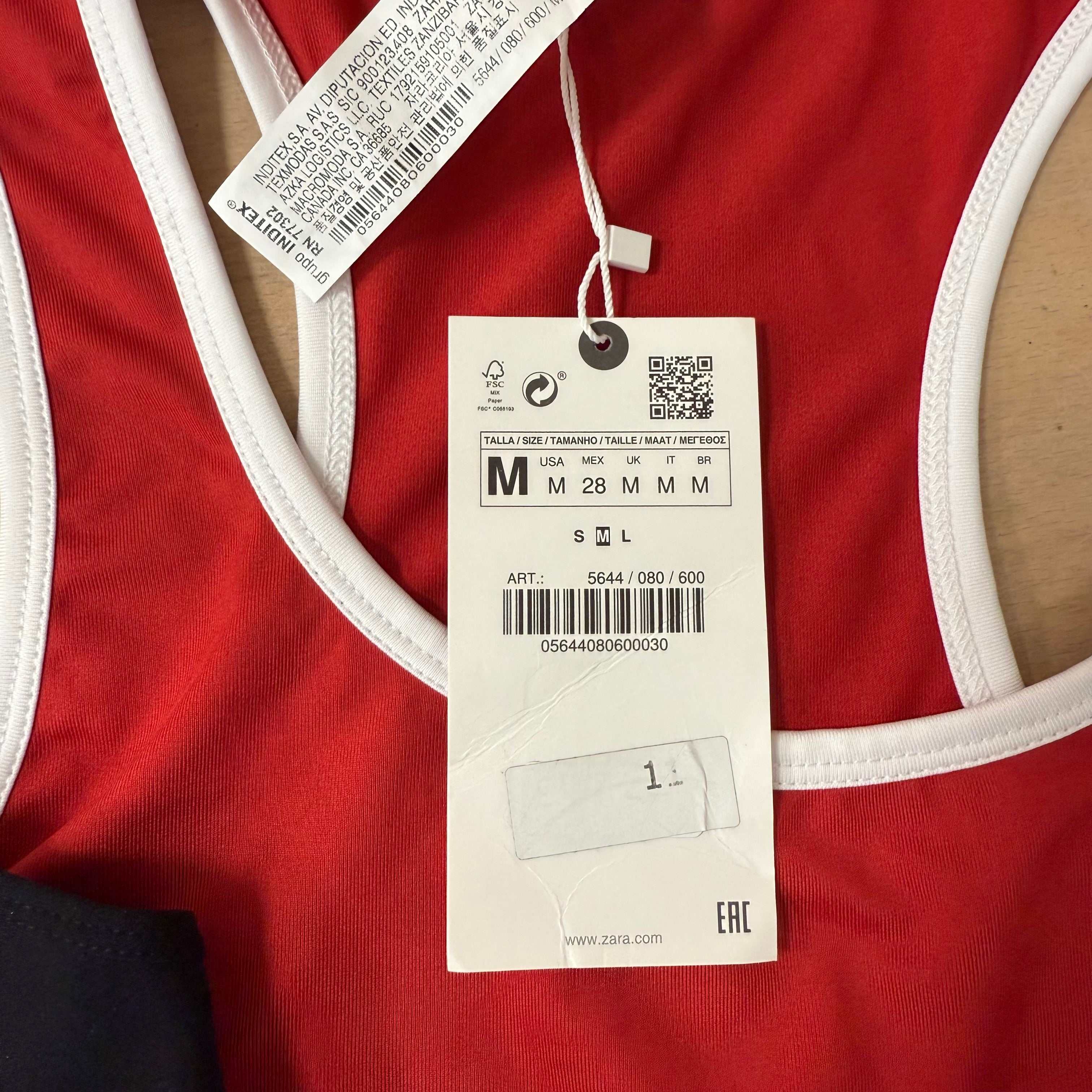 Zara sports top bundle x 2 size medium red and black