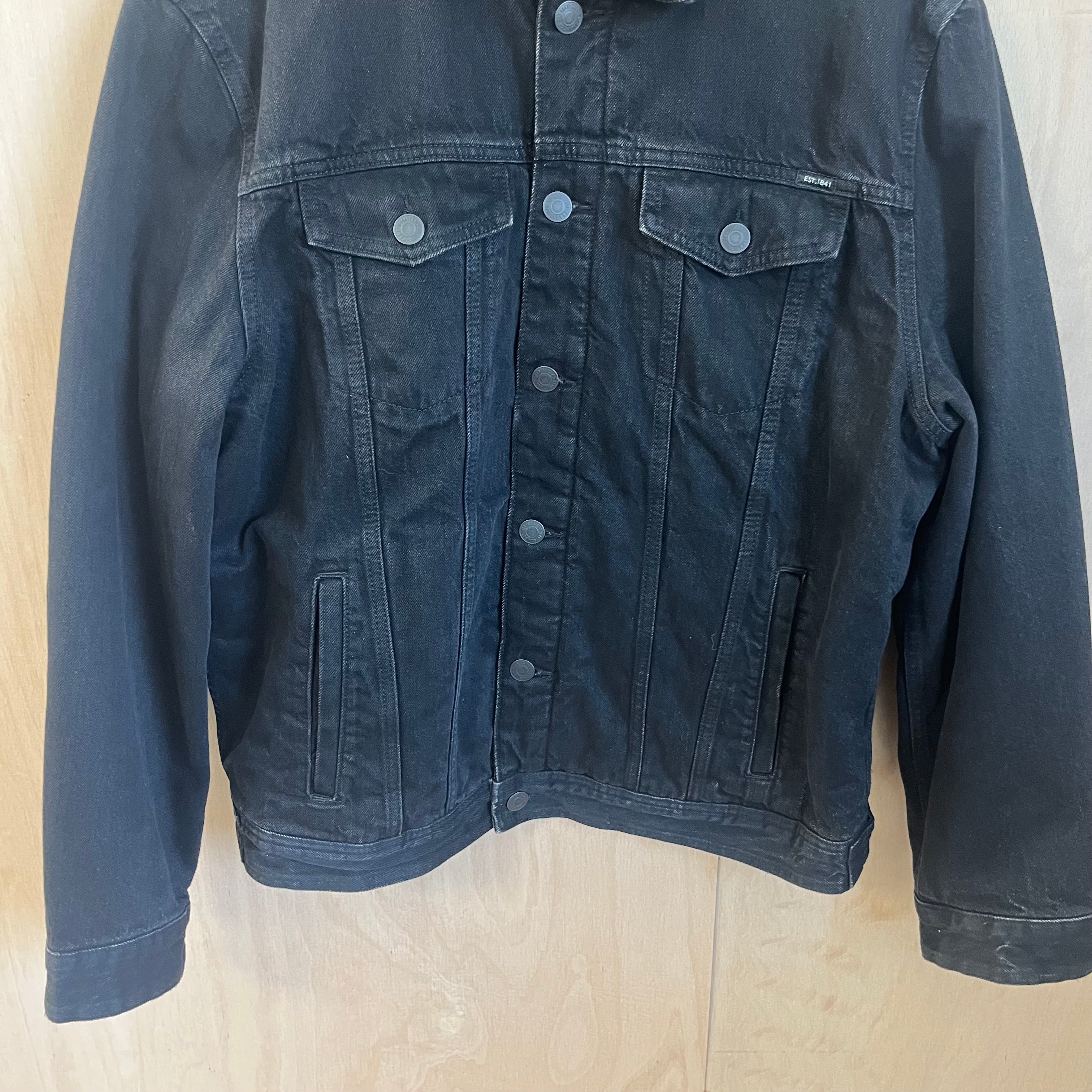 Men's C&A black denim shearling jacket size XL
