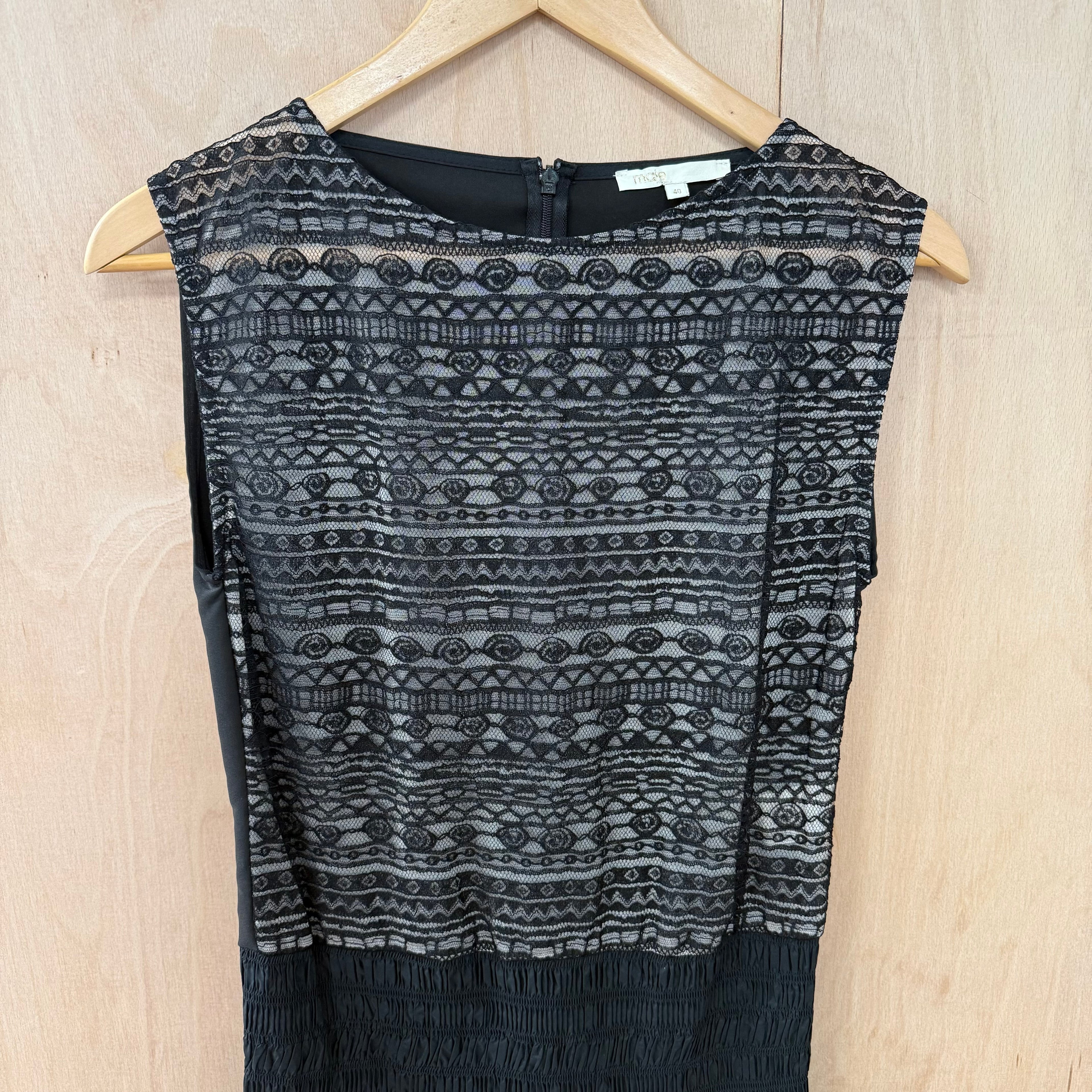 Maje black lace rara mini dress size 40