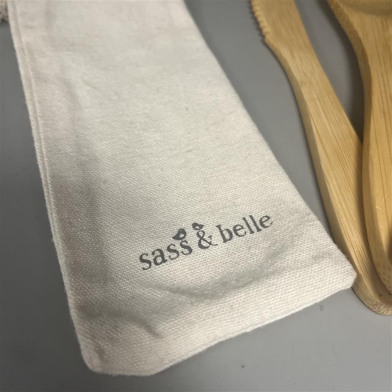 Sass & Belle bamboo cutlery set of 3 knife fork and spoon