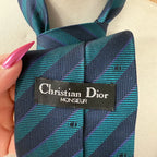 Christian dior monsieur men's silk tie blue & black diagonal stripes