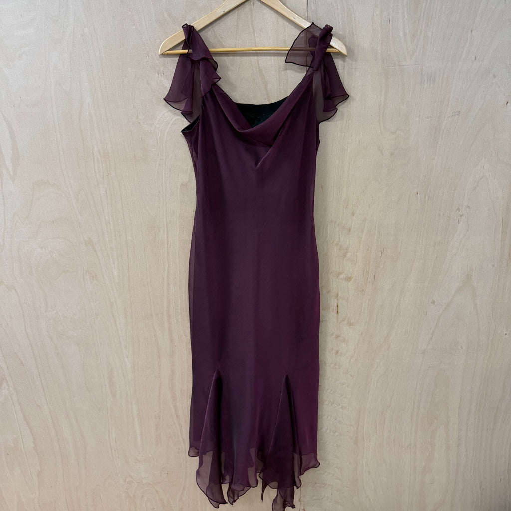 Wallis vintage purple floaty maxi dress size 12 petite