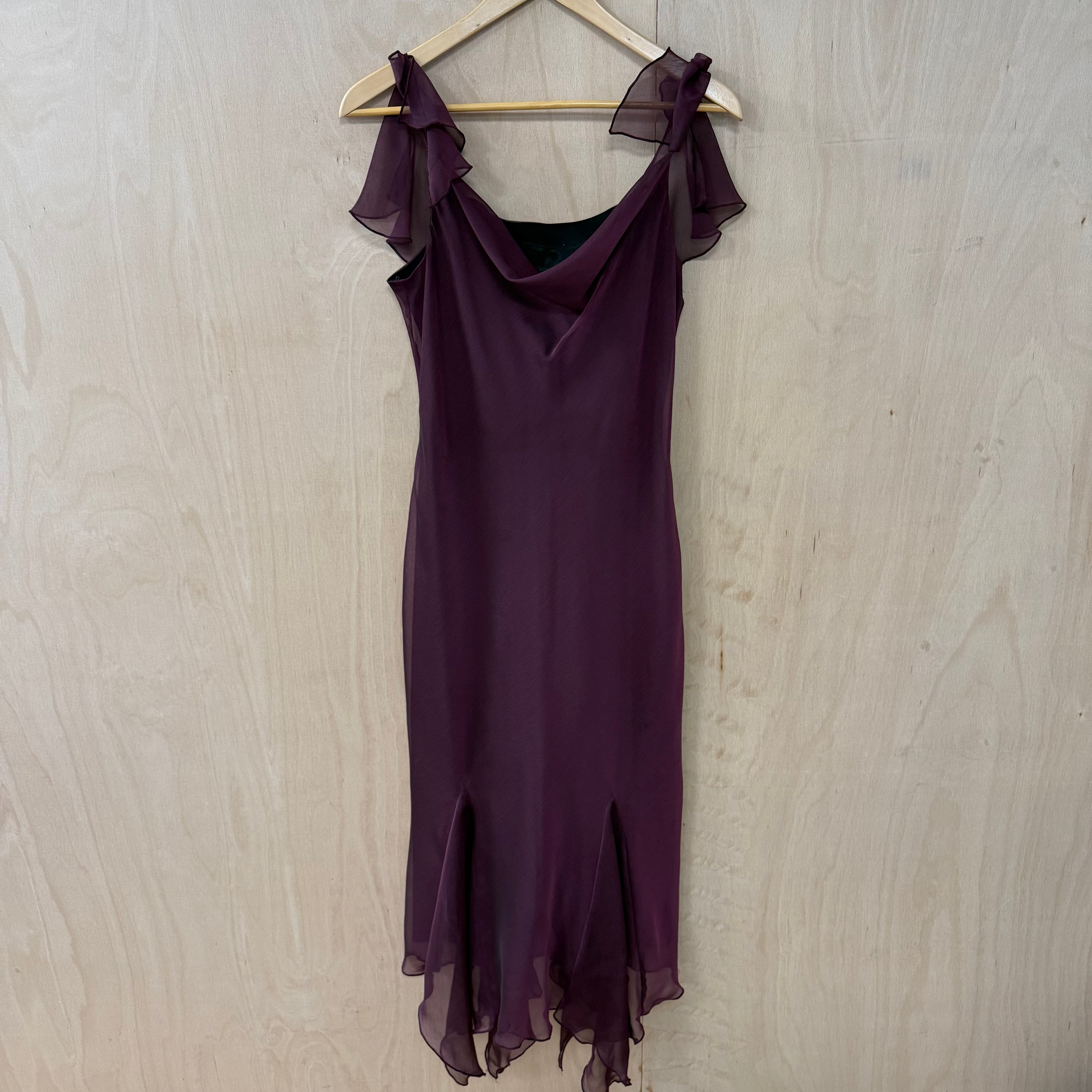 Wallis vintage purple floaty maxi dress size 12 petite
