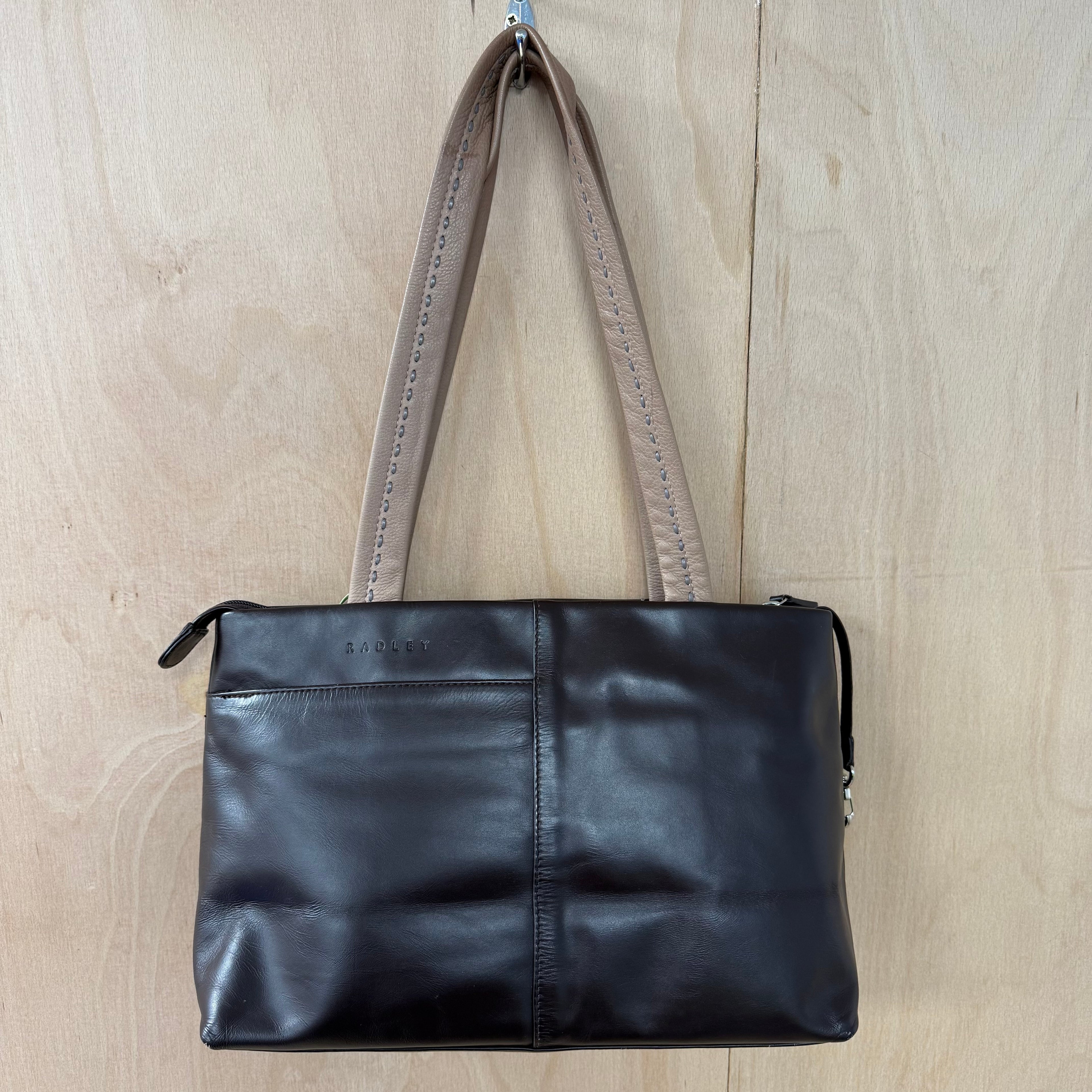 Radley brown leather shoulder bag with floral detail