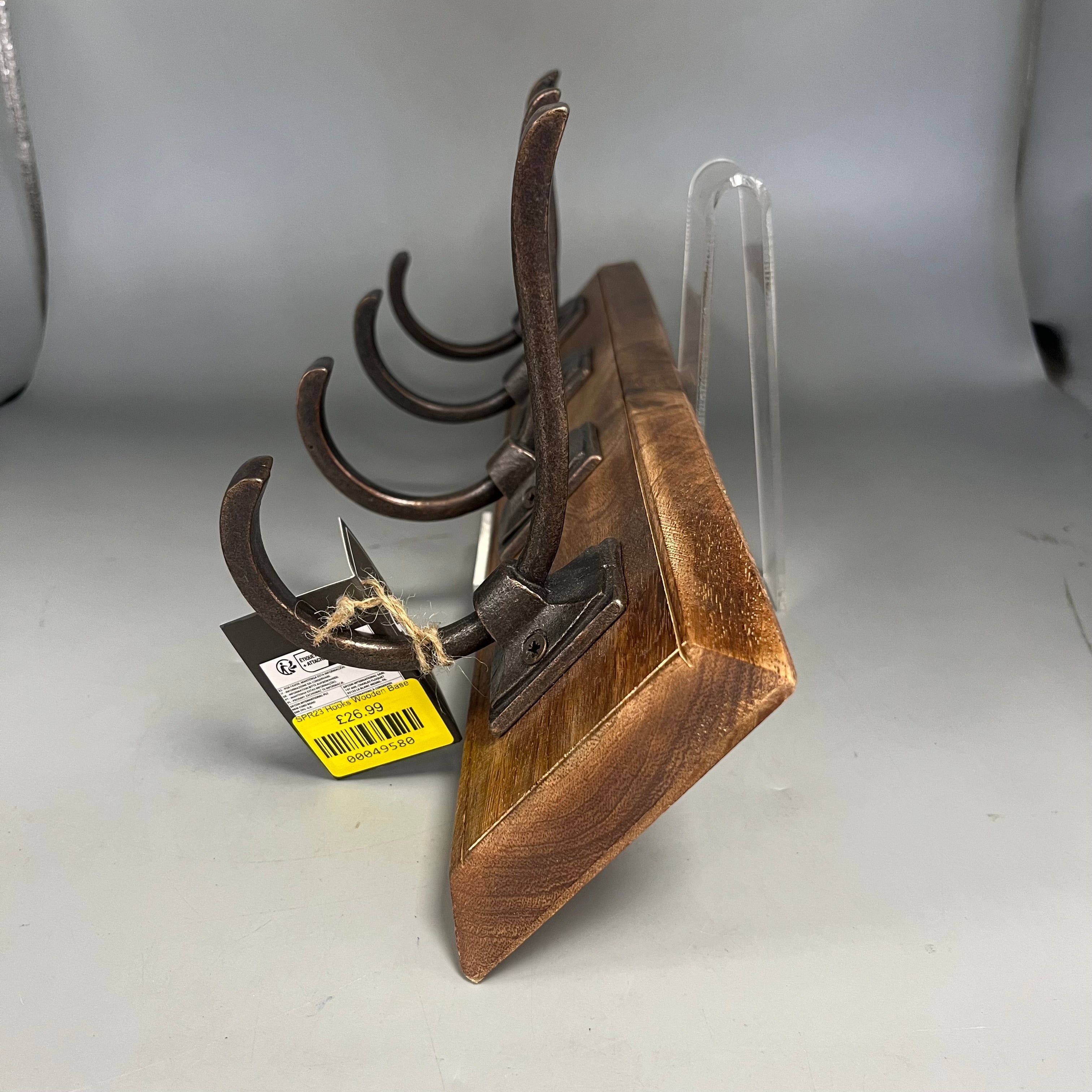 Hooks with wooden base