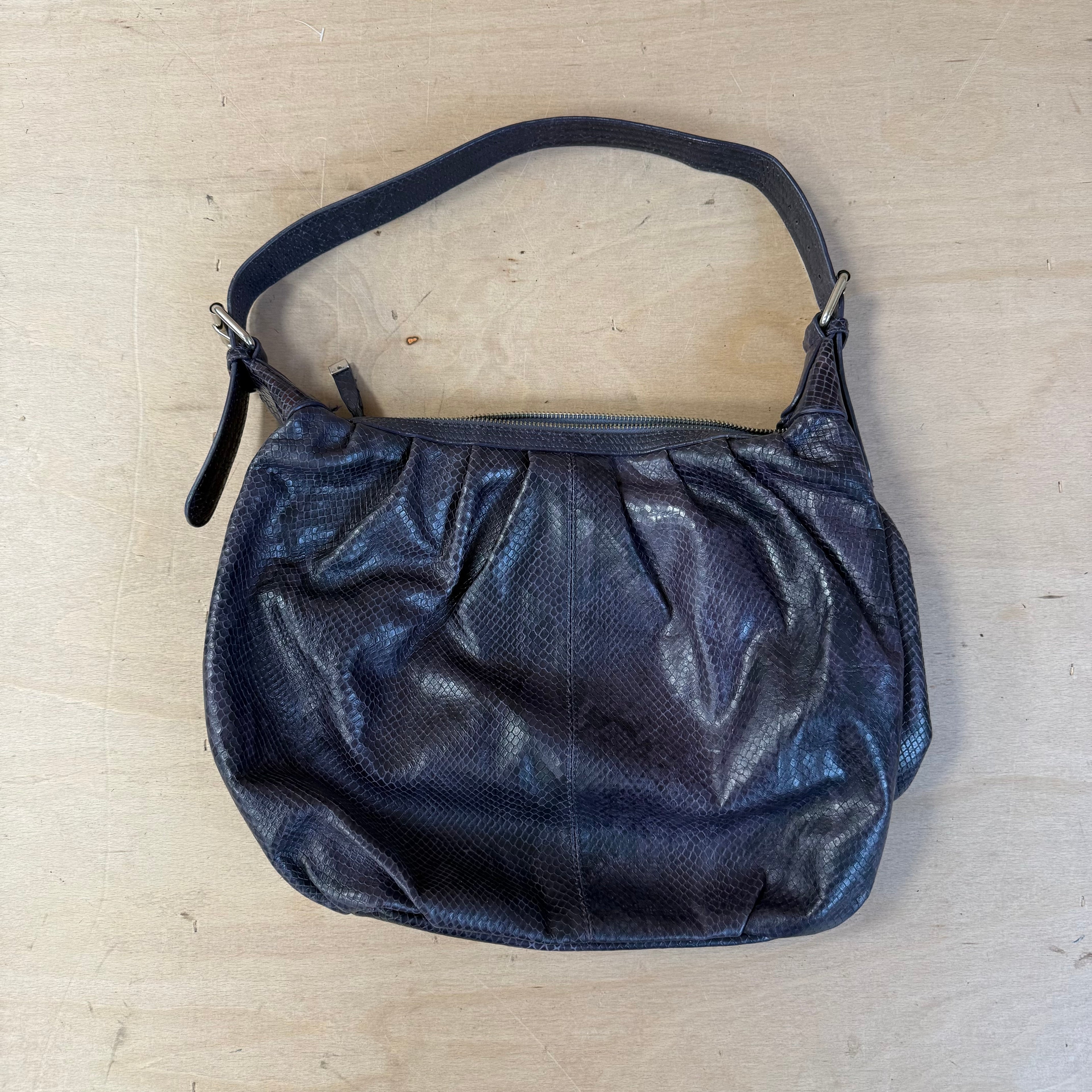 Calvin klein purple shoulder bag textured leather look