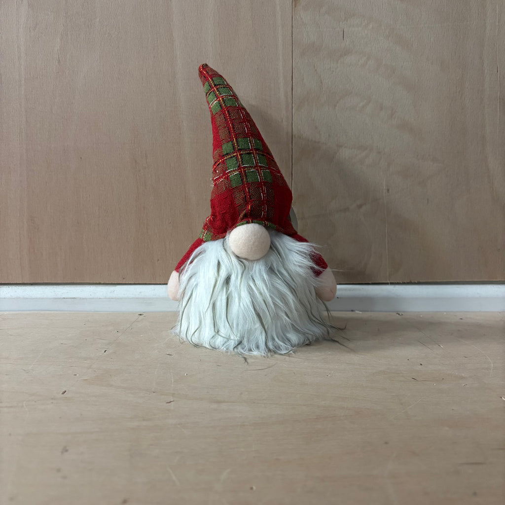 Festive small red & green tartan battery operated gonk