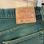 Levi 501 green jorts jean shorts distressed W 34