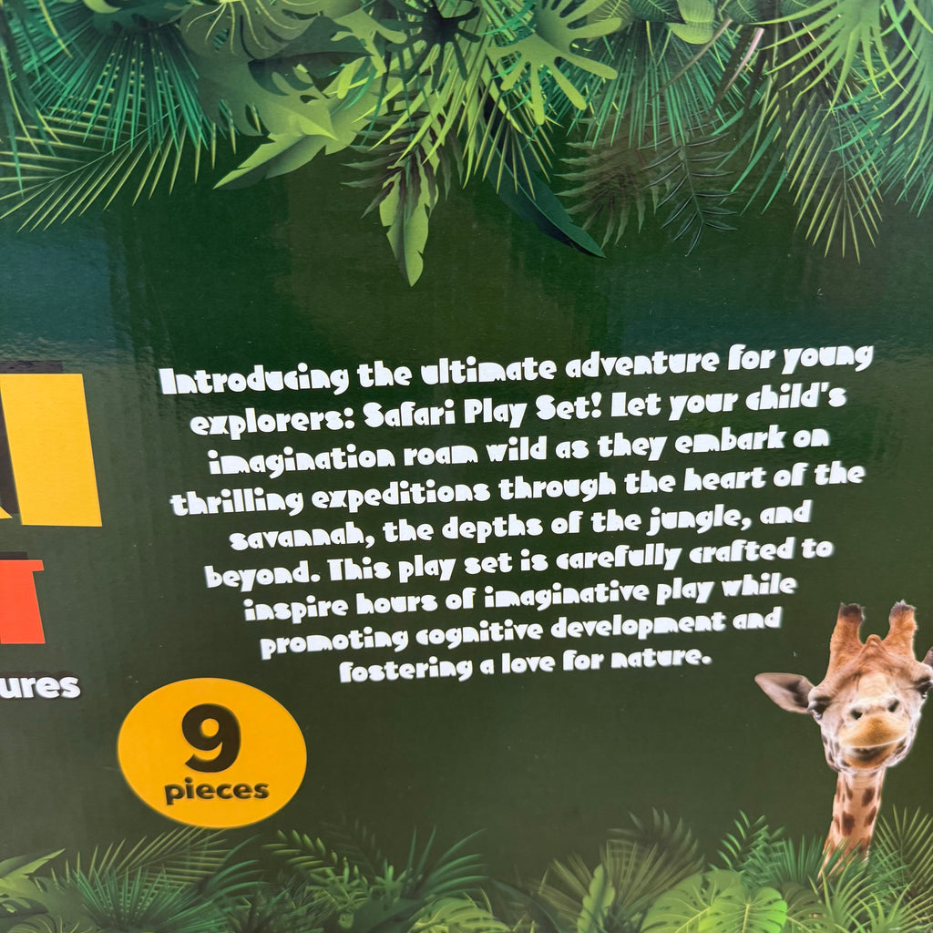 Kids safari play set 9 pieces animals new in box