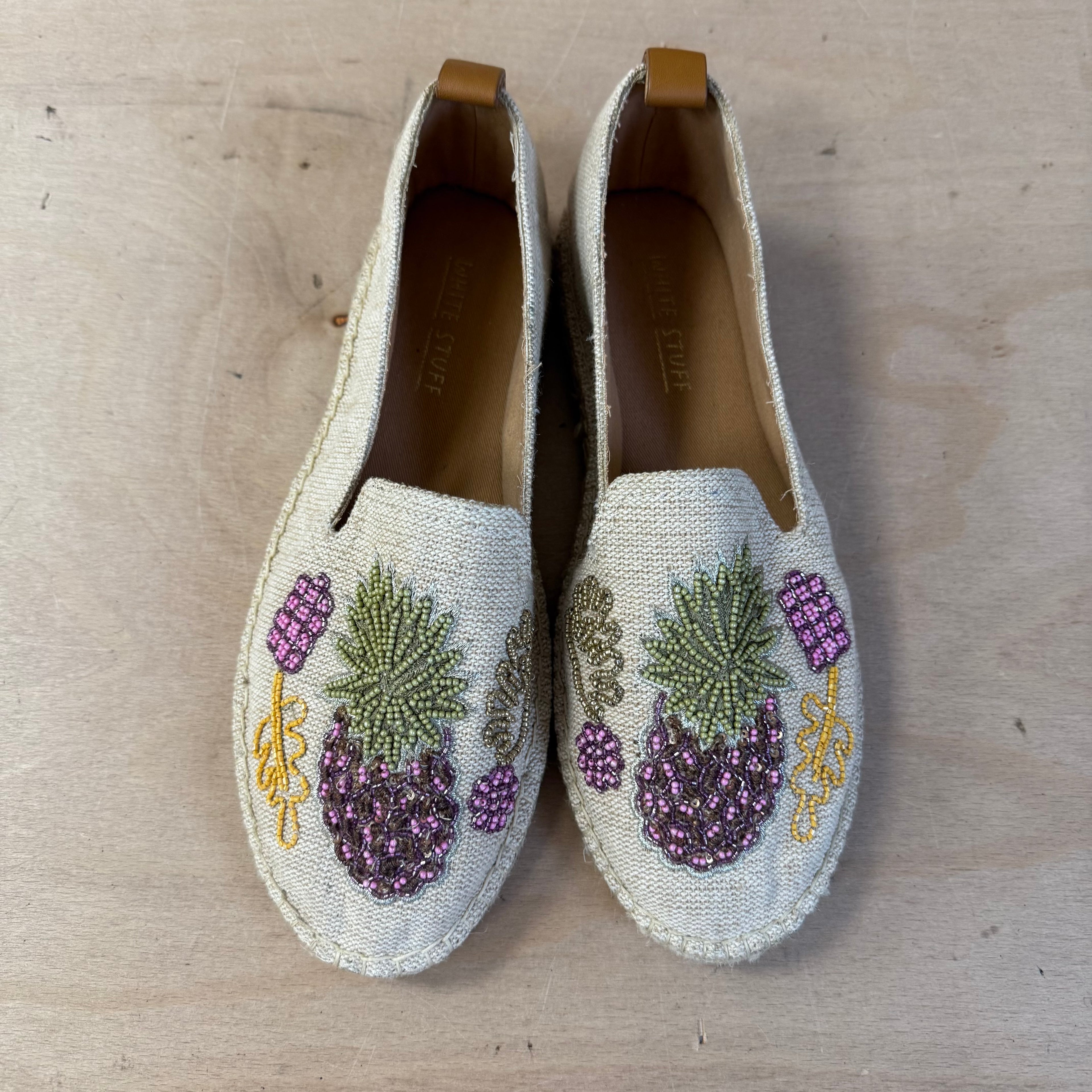White stuff embroidered espadrille shoes size 6UK