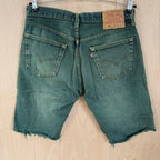 Levi 501 green jorts jean shorts distressed W 34