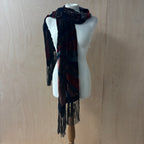 Vintage unbranded sheer patterned tassel scarf
