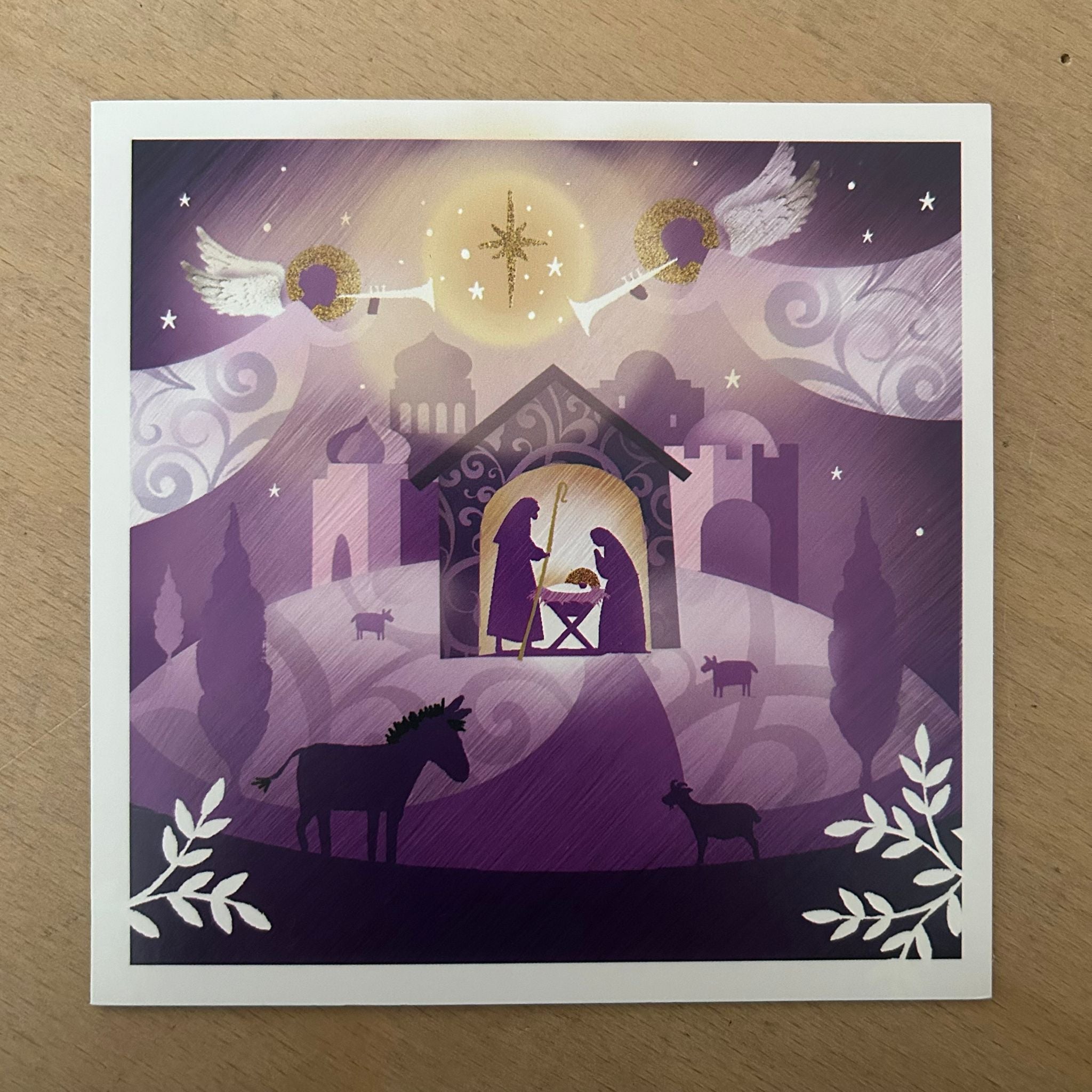 Shepherds arrival / manger scene with angels twin pack 10 pack christmas cards