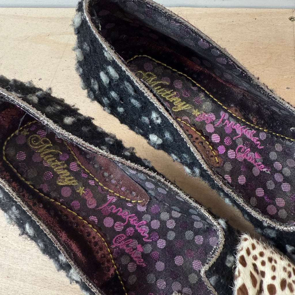 Irregular choice mutiny shoes polka dot and animal print bow size 6