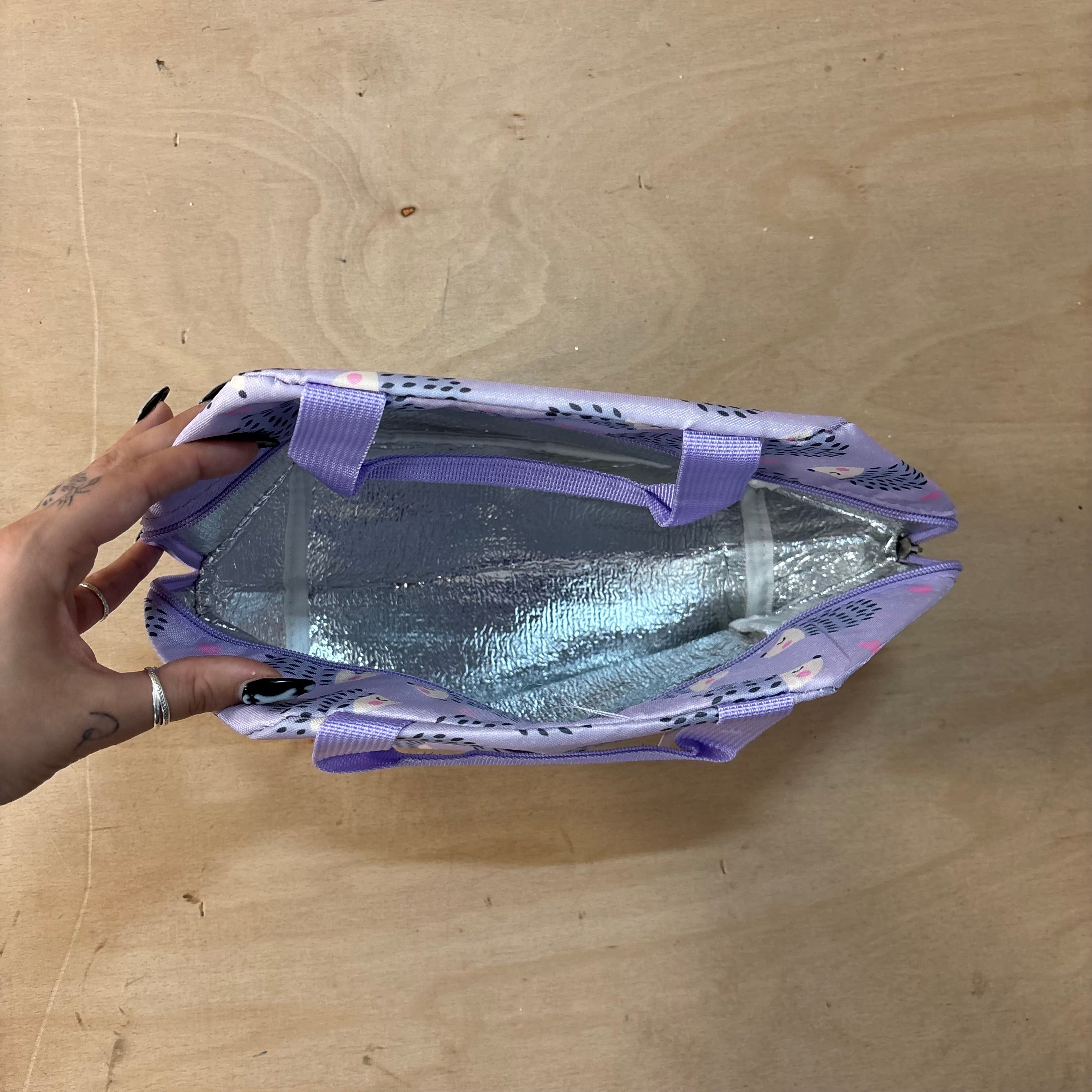 Hedgehog lilac lunch bag