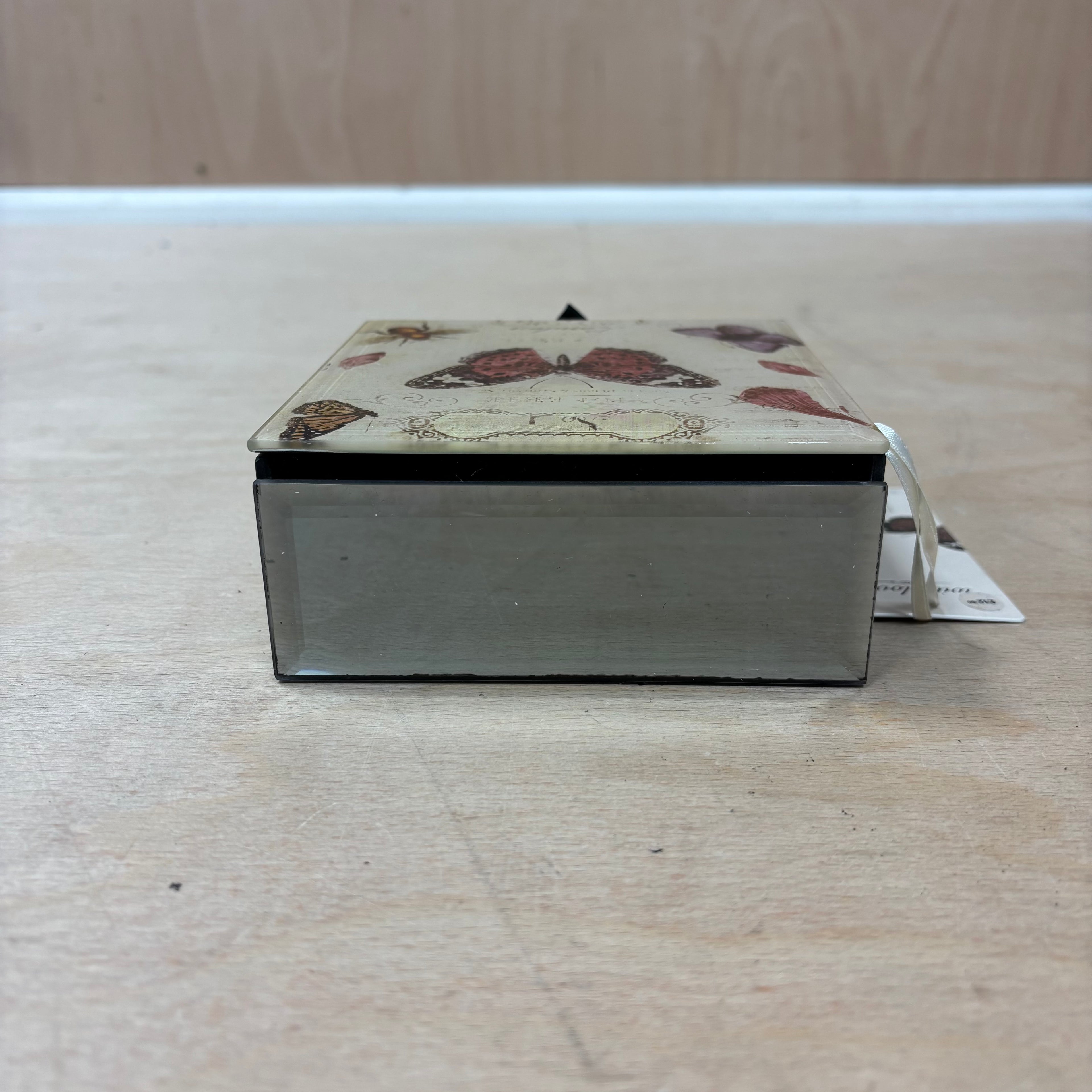 Marks & spencer with love mirror design with butterfly print lid jewellery box new