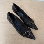 Russell & bromley brown crock embossed leather heels size 5.5 UK