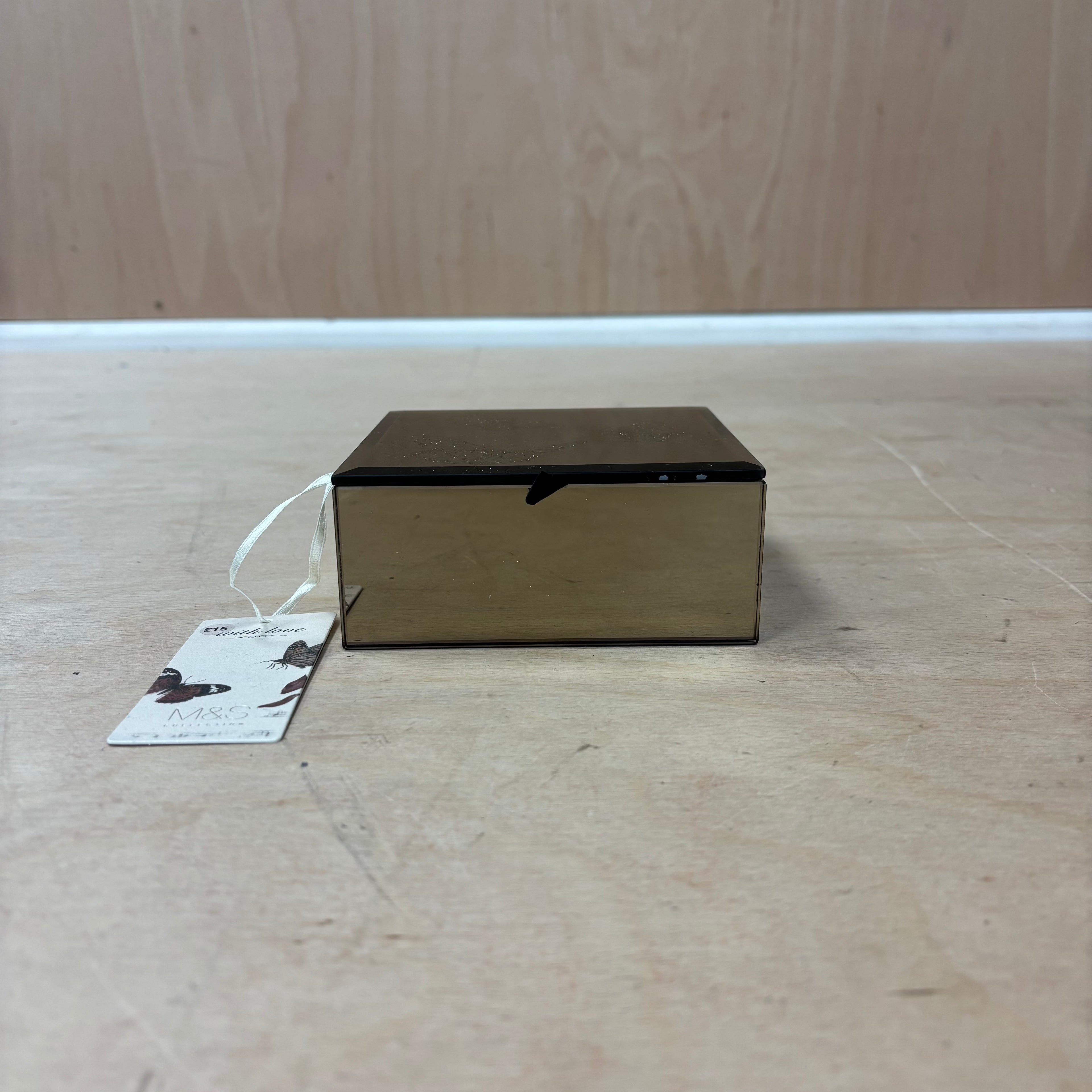 Marks & spencer with love mirror design with glitter butterfly jewellery box new