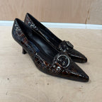 Russell & bromley brown crock embossed leather heels size 5.5 UK