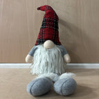 Festive dangly legs red & black tartan battery operated gonk
