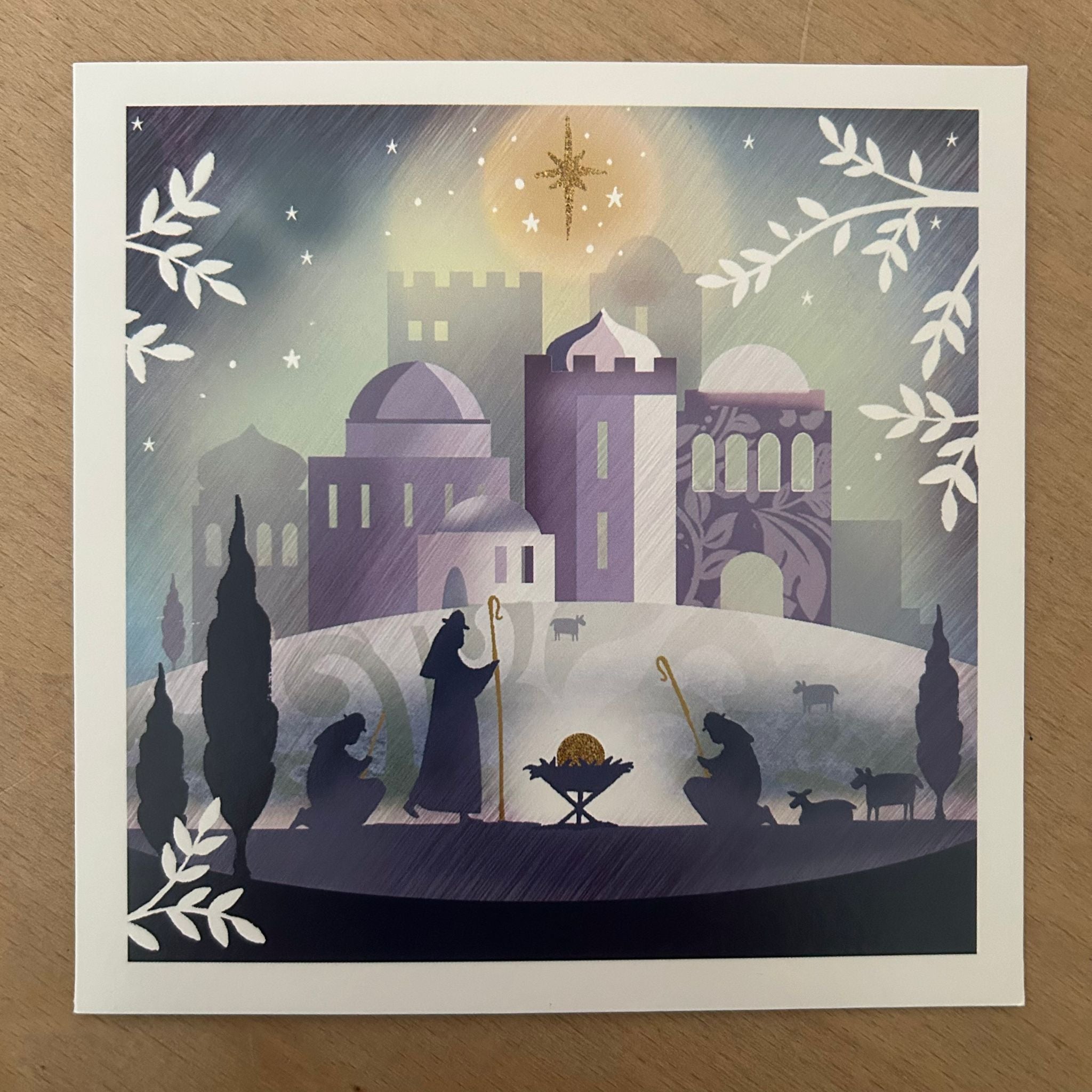 Shepherds arrival / manger scene with angels twin pack 10 pack christmas cards
