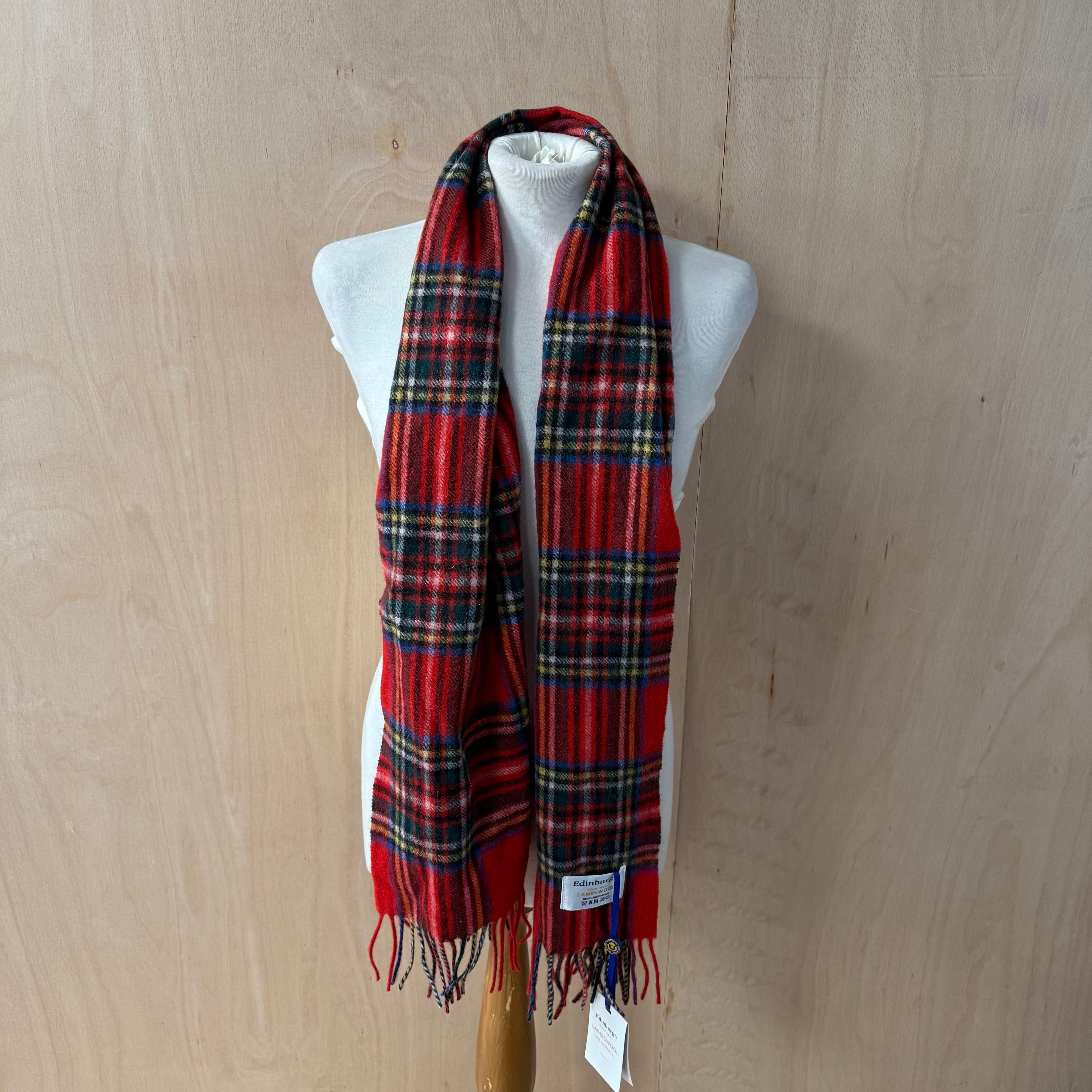 Edinburgh lambswool scarf red tartan brand new with tags