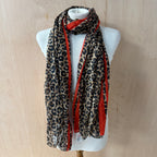 New look red and leopard print long scarf