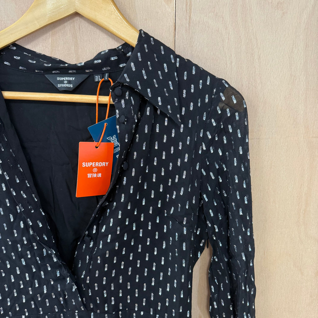 Superdry ladies' silver glitter black dress size XS