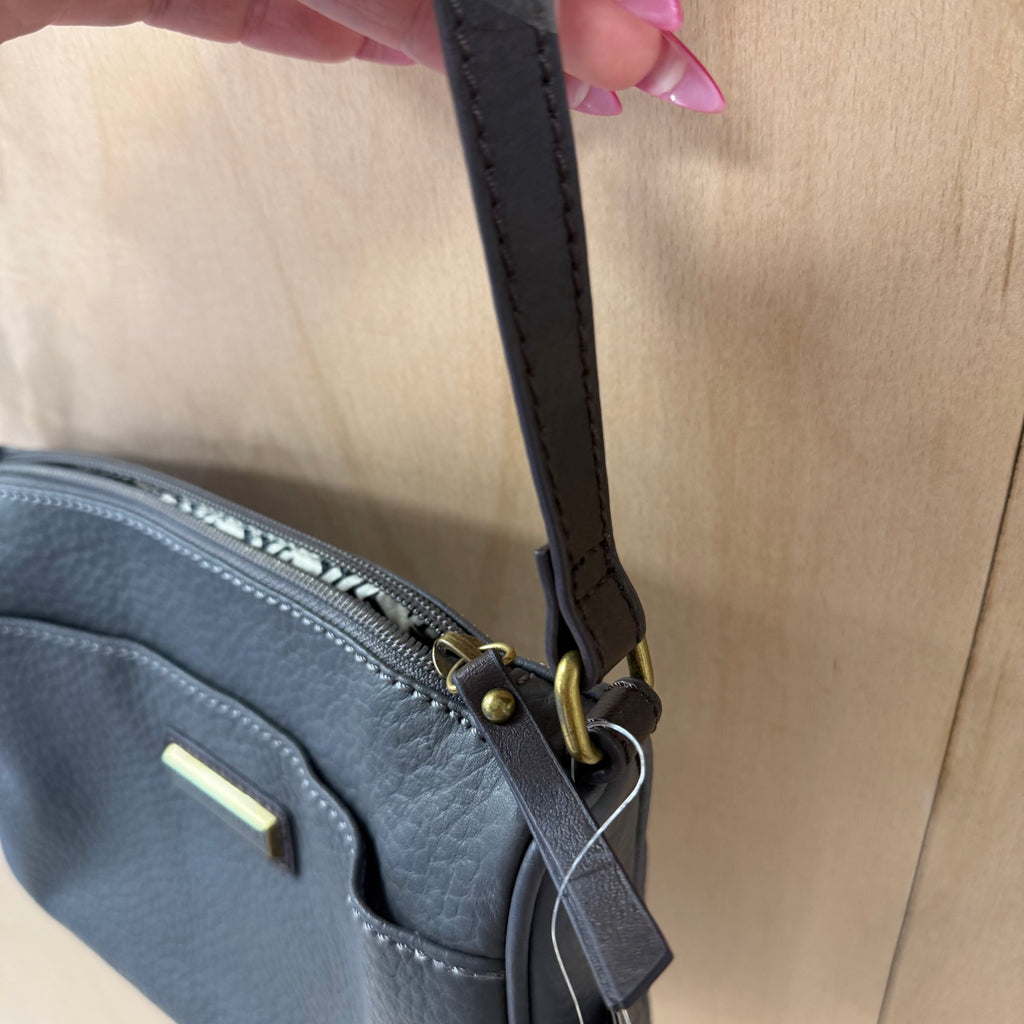 Tignanello grey genuine leather cross body bag brand new