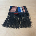 Vintage unbranded sheer patterned tassel scarf